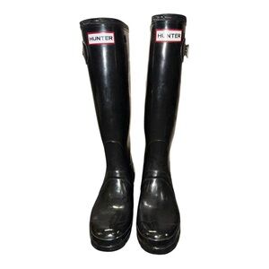 Hunter Classic Glossy Black Waterproof Boots size 6